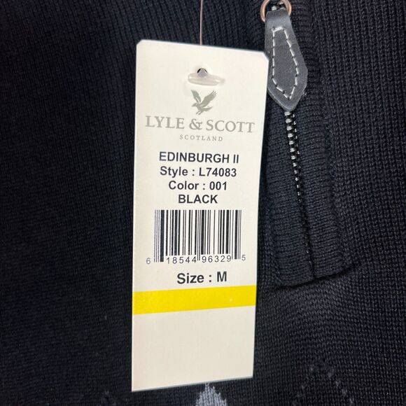 Lyle & Scott 1/4 Zip Mens Medium Black Argyle Grandpa Retro Golf Sweatshirt - Picture 3 of 7